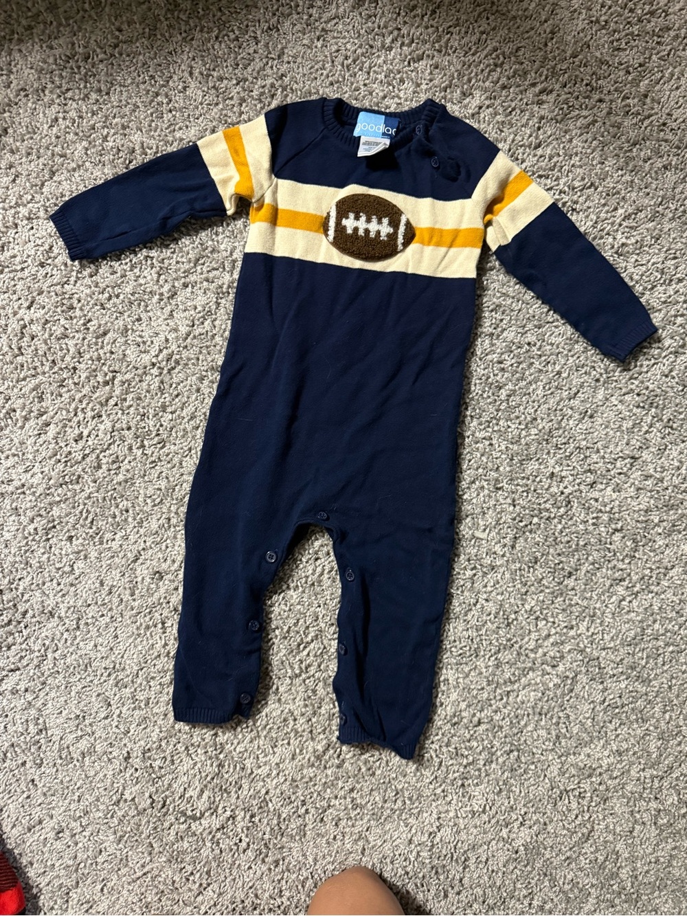 Good Lad Navy, Yellow & Cream Football Knit One-Piece